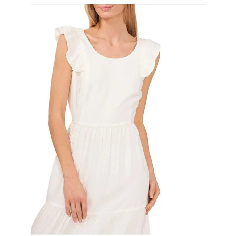 CeCe NWT XL White Maxi Dress Bow Back Coastal Resort Bridal Shower Dress - Picture 4 of 14